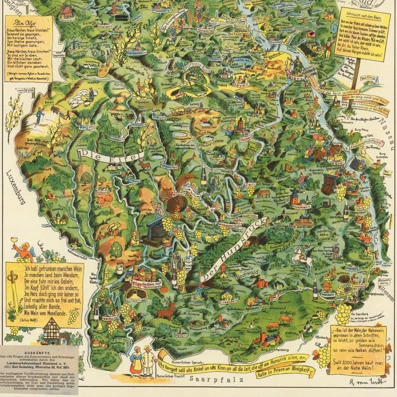 Rheinland Map Print| Germany Vintage Map Wall Prints - MAIA HOMES