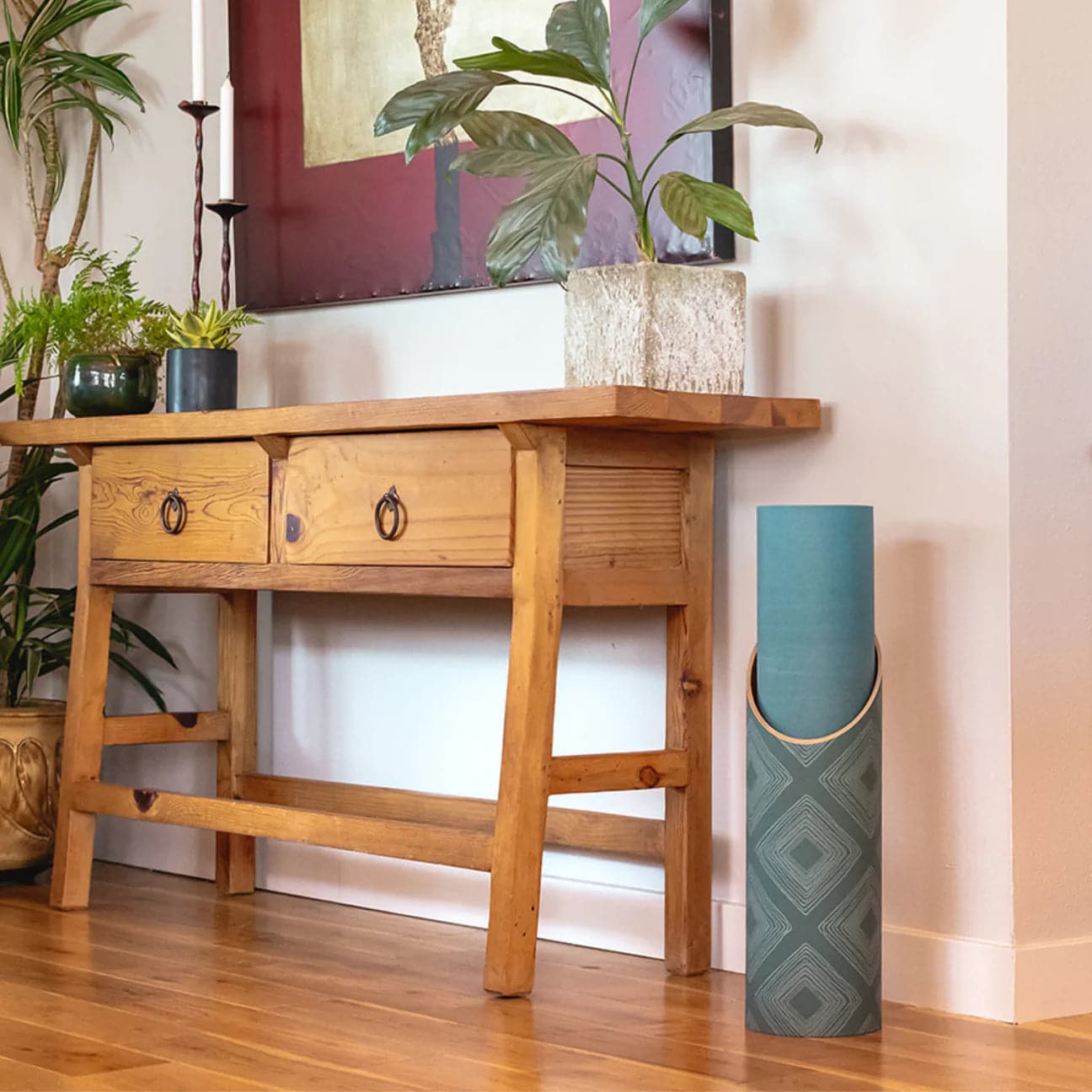 Rhombi Yoga Mat Storage Wooden Tube