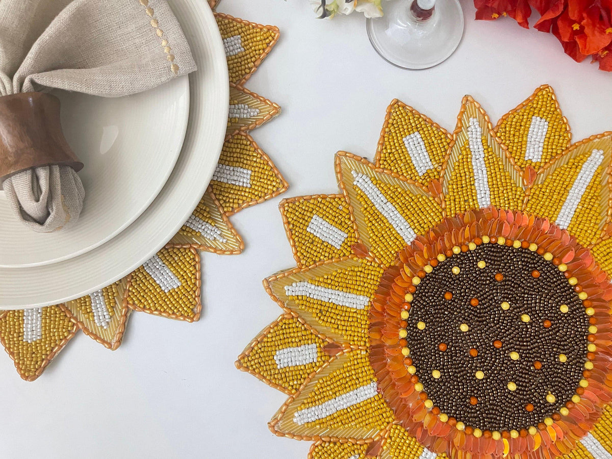 Rising Sunflower Beaded Placemat