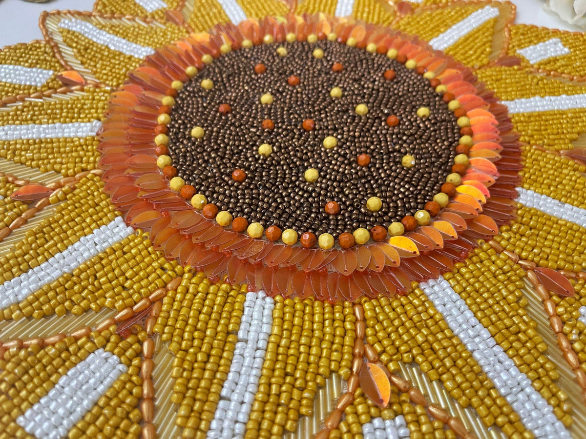 Rising Sunflower Beaded Placemat