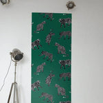 Roaming Wild Cat Tiger Floral Wallpaper - Black and Green