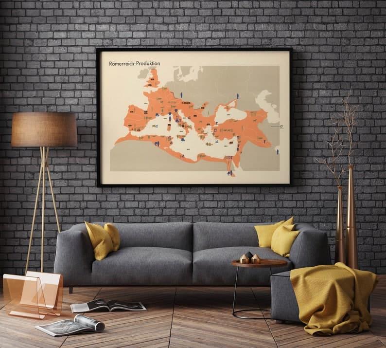 Roman Empire Historical Map | Framed Art Print