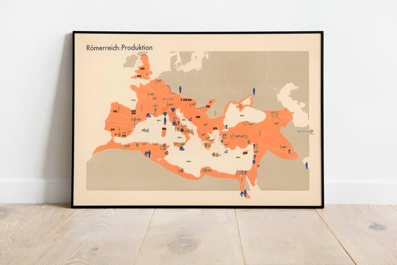 Roman Empire Historical Map | Framed Art Print - MAIA HOMES