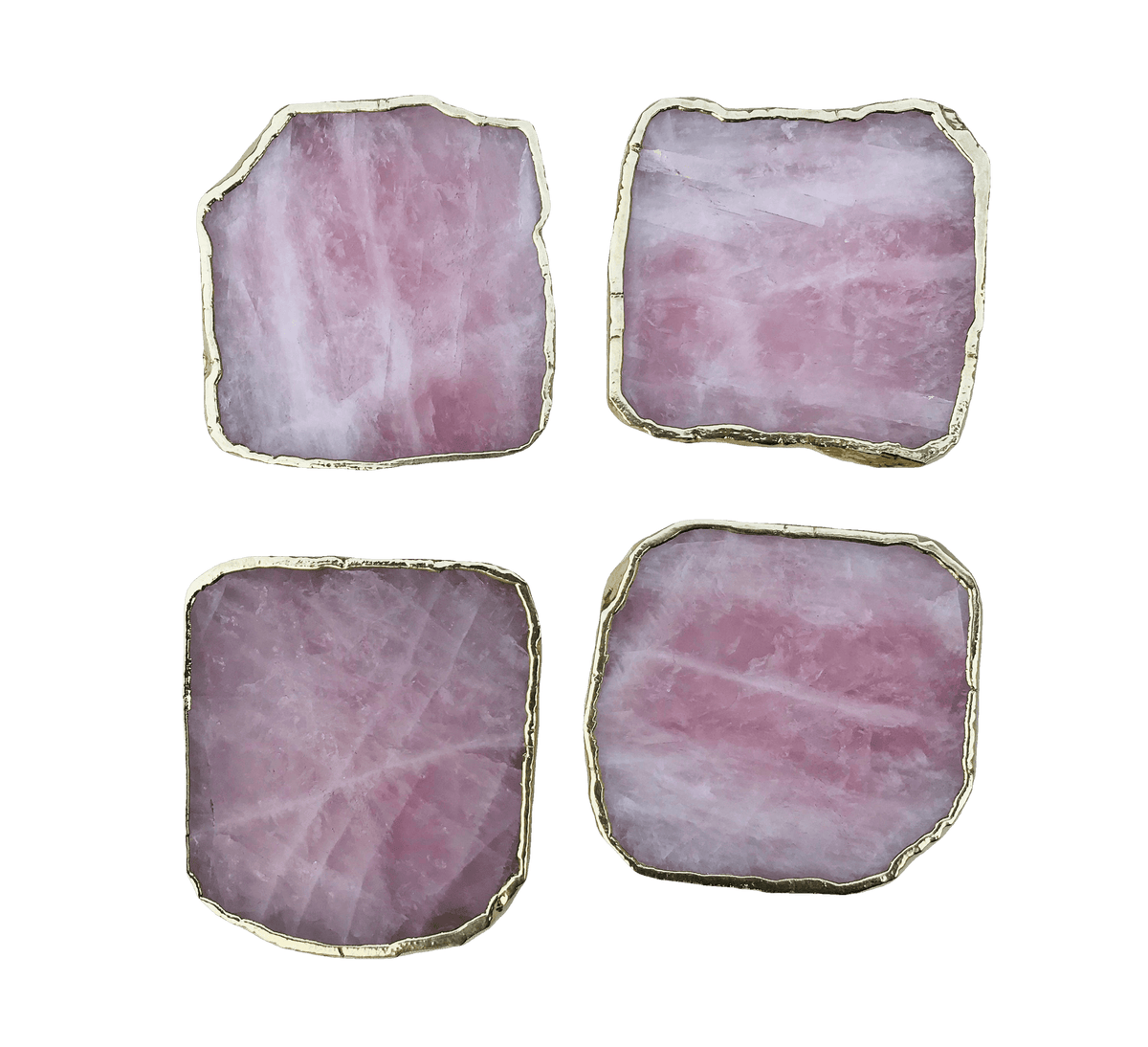 Rose Quartz Agate Coaster - Set of 4 Rose Gold