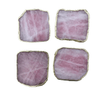 Rose Quartz Agate Coaster - Set of 4 Rose Gold