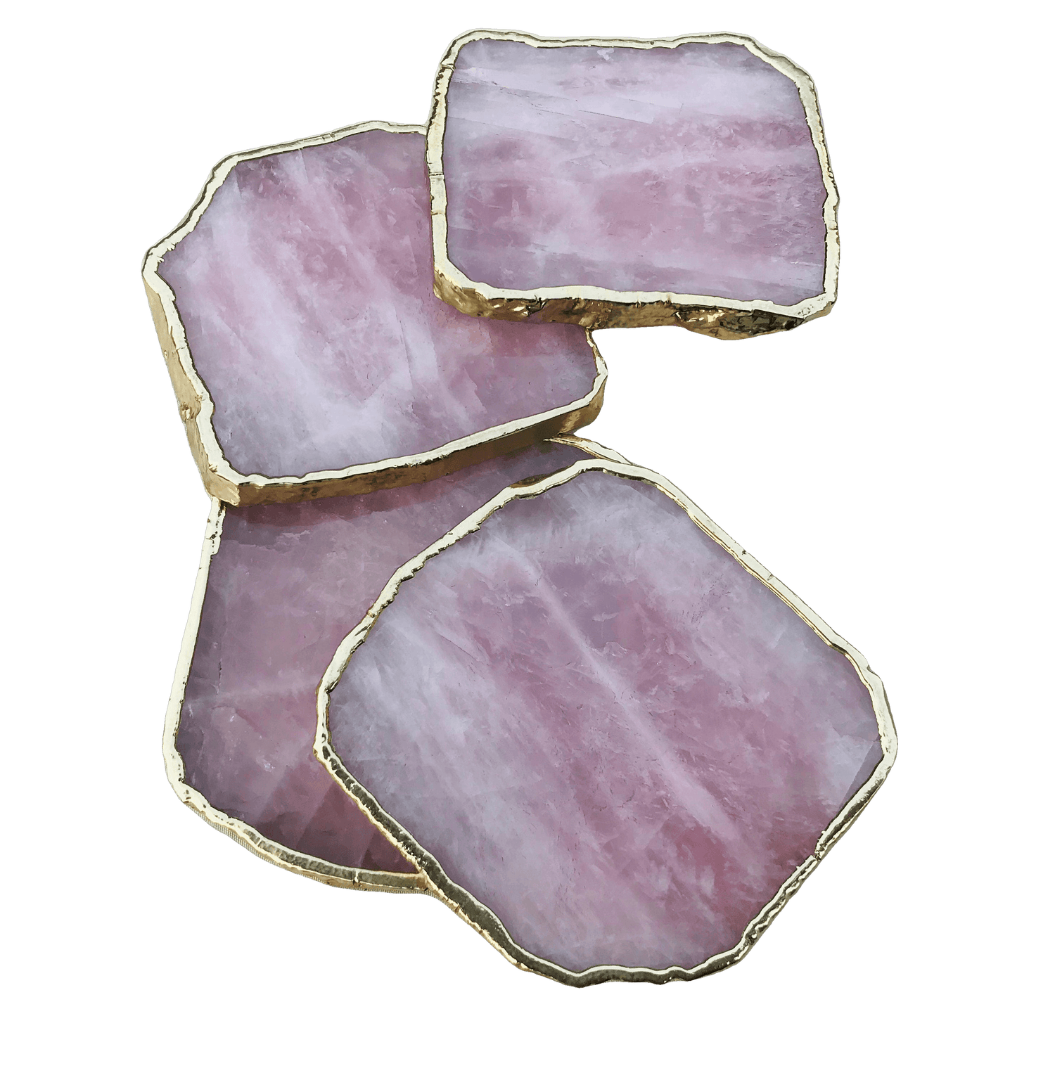 Rose Quartz Agate Coaster - Set of 4