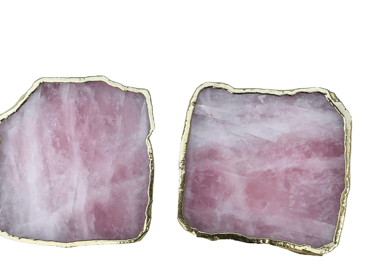 Rose Quartz Agate Coaster - Set of 4