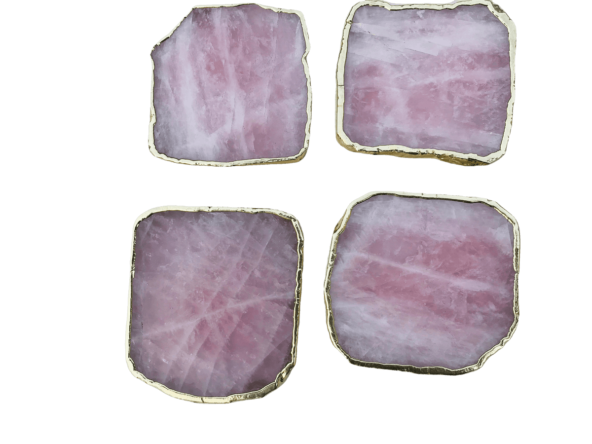 Rose Quartz Agate Coaster - Set of 4