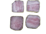 Rose Quartz Agate Coaster - Set of 4