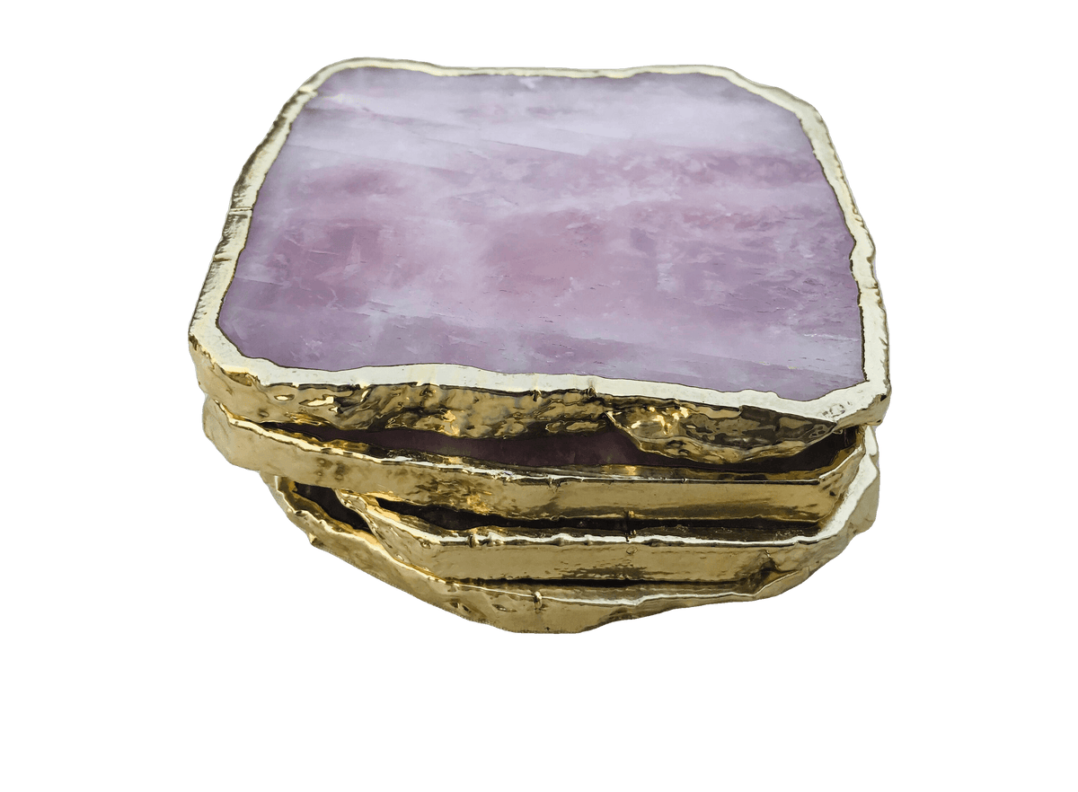 Rose Quartz Agate Coaster - Set of 4