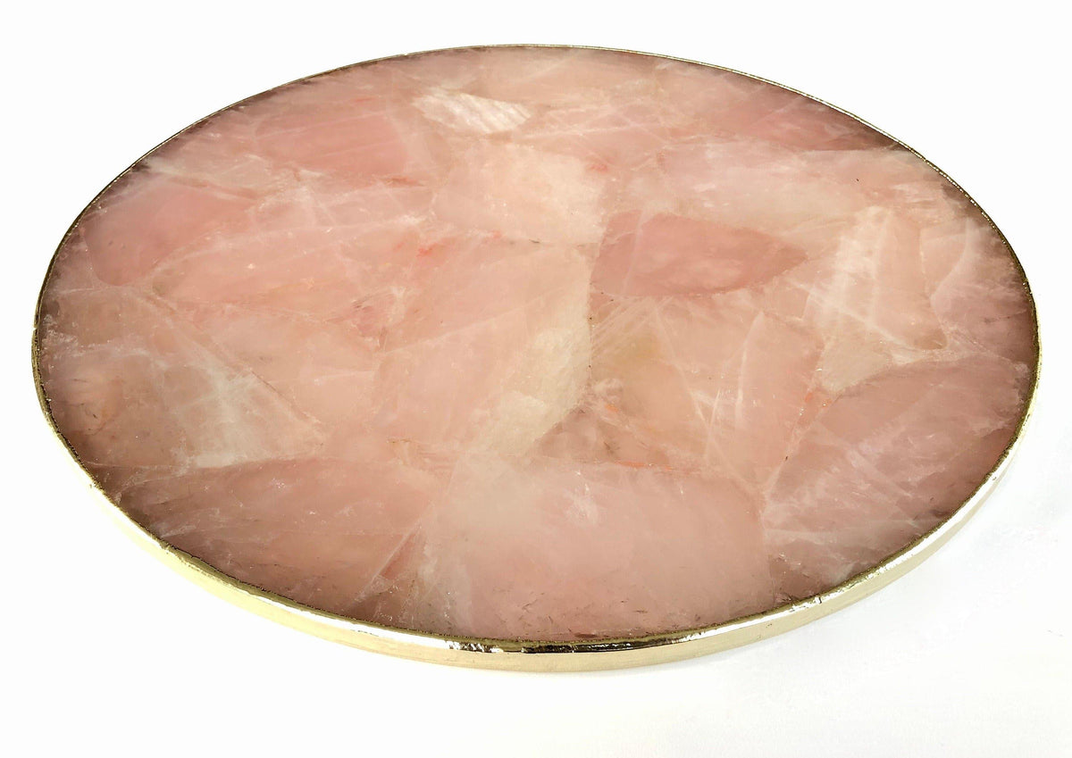 Rose Quartz Agate Countertop Lazy Susan Centerpiece