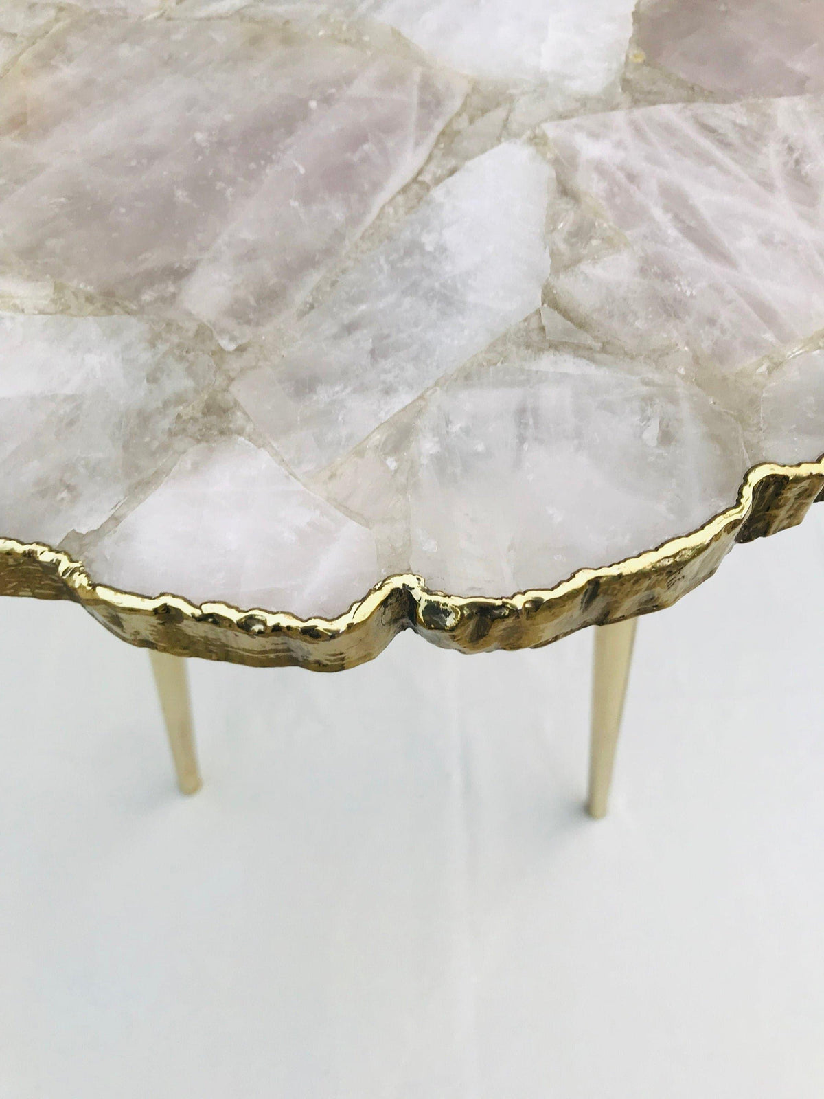 Rose Quartz Agate Organic Edge Accent Table