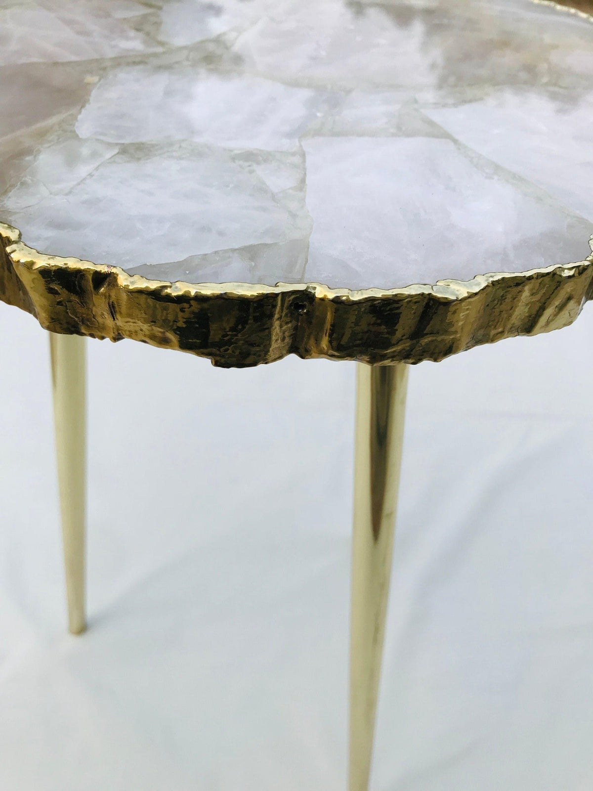 Rose Quartz Agate Organic Edge Accent Table