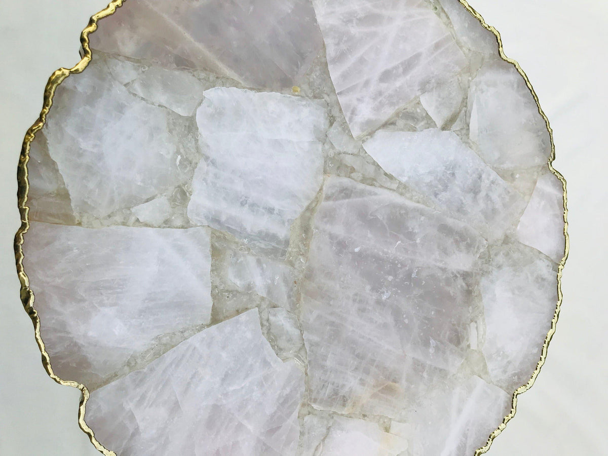 Rose Quartz Agate Organic Edge Accent Table