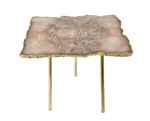 Rose Quartz Agate Organic Edge Side Table Rose Gold Finish