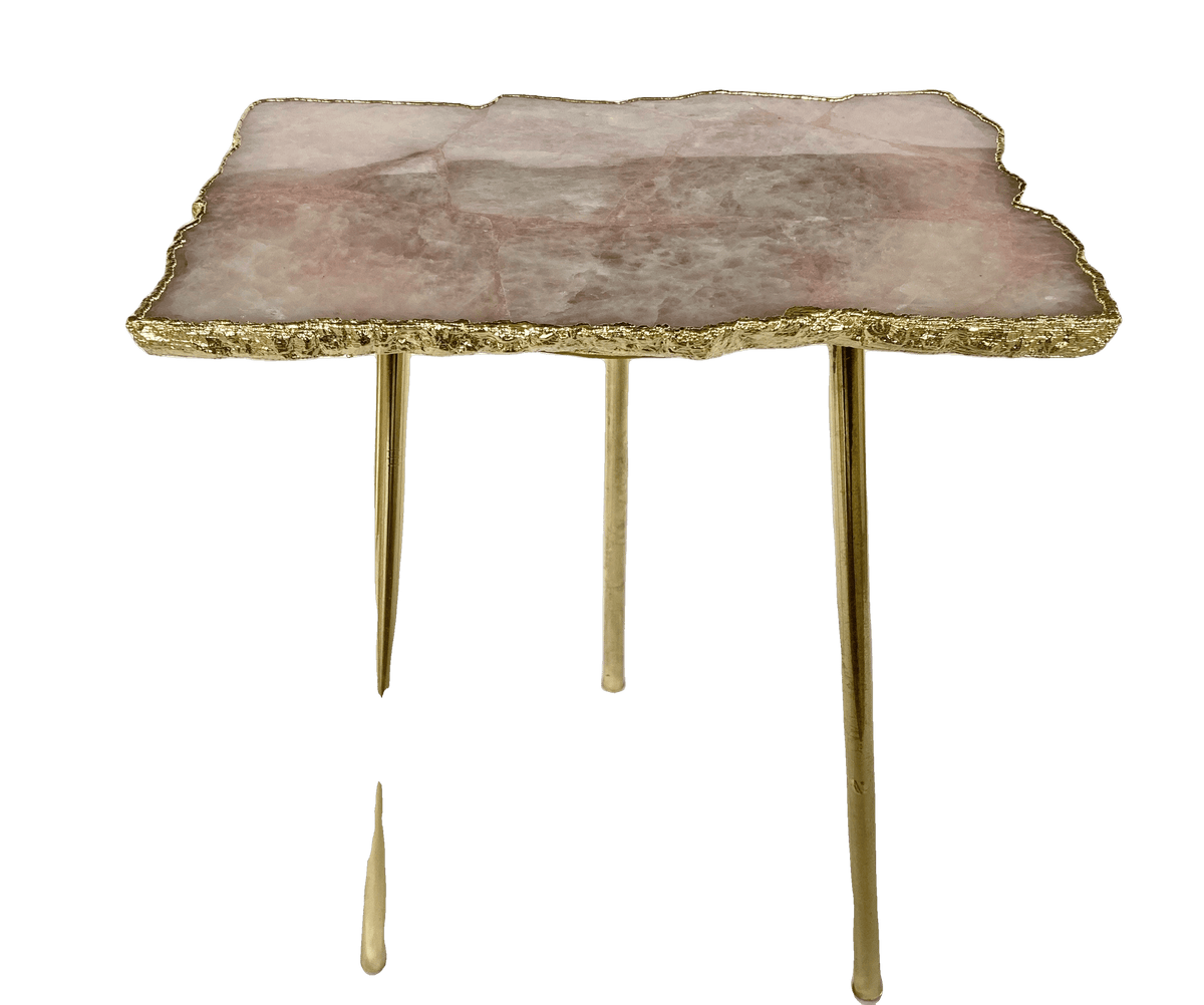 Rose Quartz Agate Organic Edge Side Table