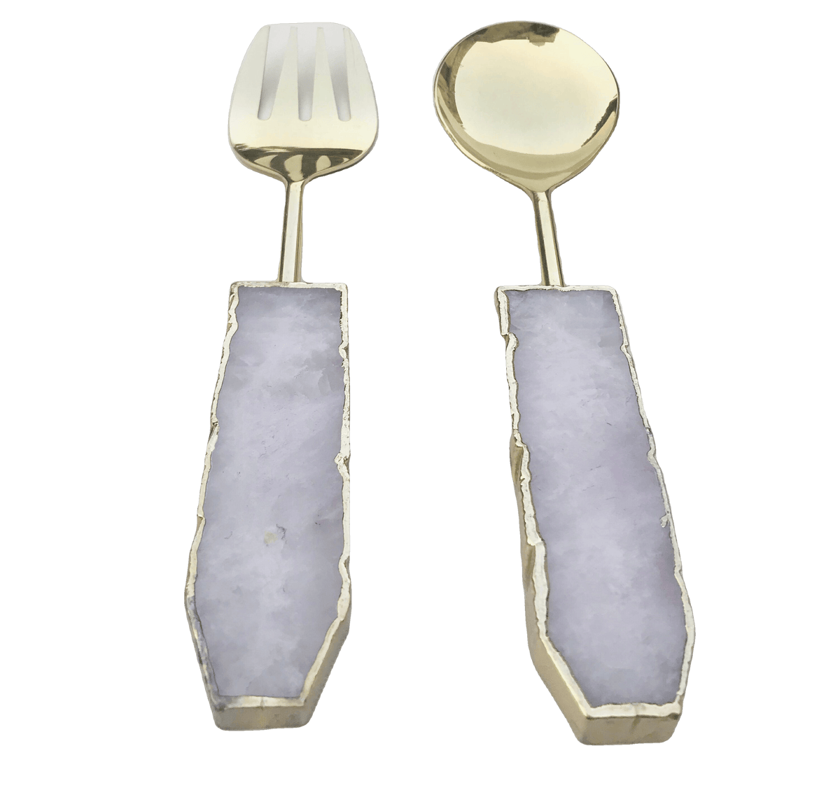 Rose Quartz Agate Salad Server - Set of 2 Default Title