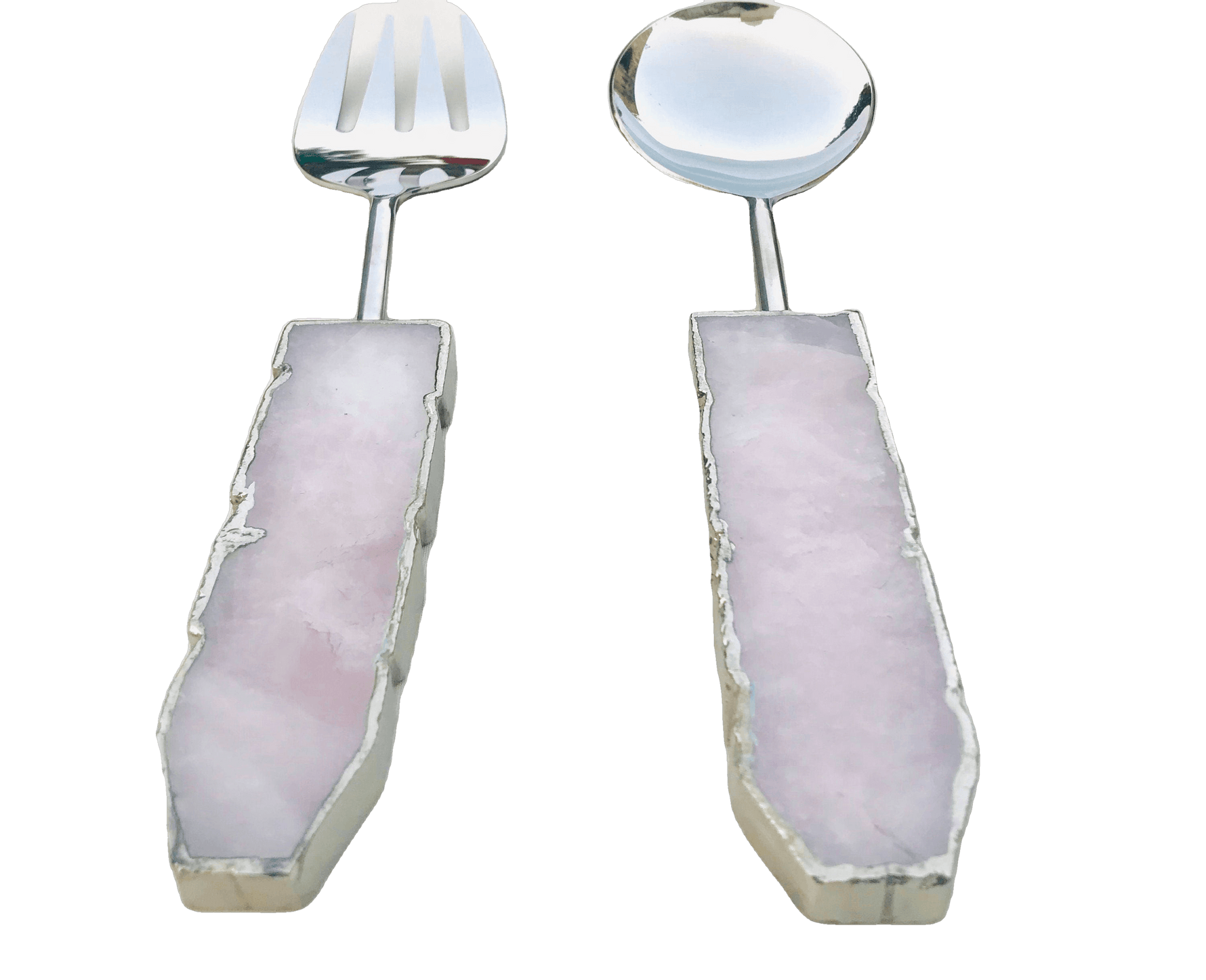 Rose Quartz Agate Salad Server - Set of 2