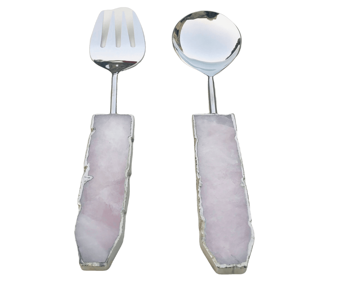 Rose Quartz Agate Salad Server - Set of 2 Default Title