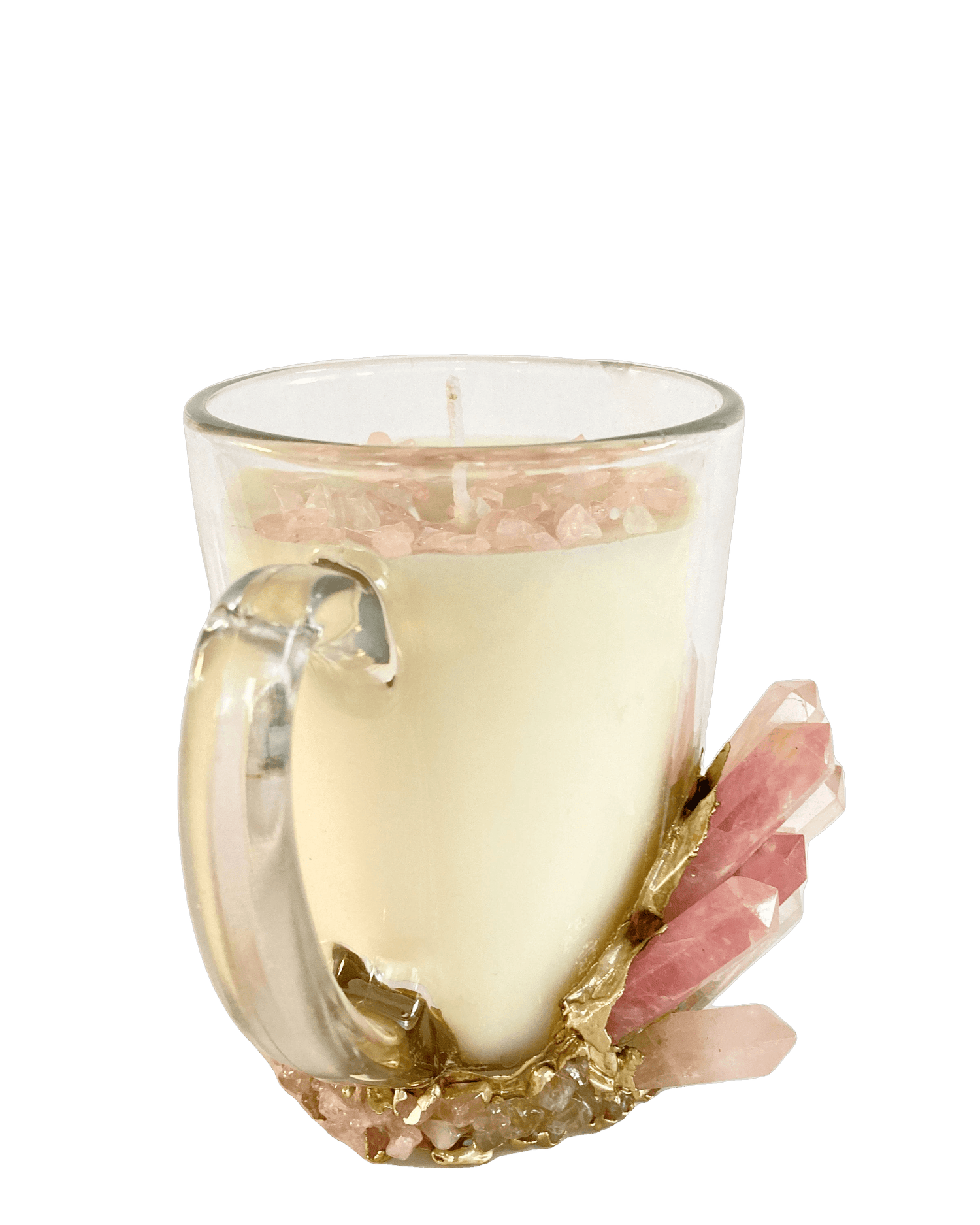 Rose Quartz Crystal Scented Soy Candles in Glass Mug - Set of 2