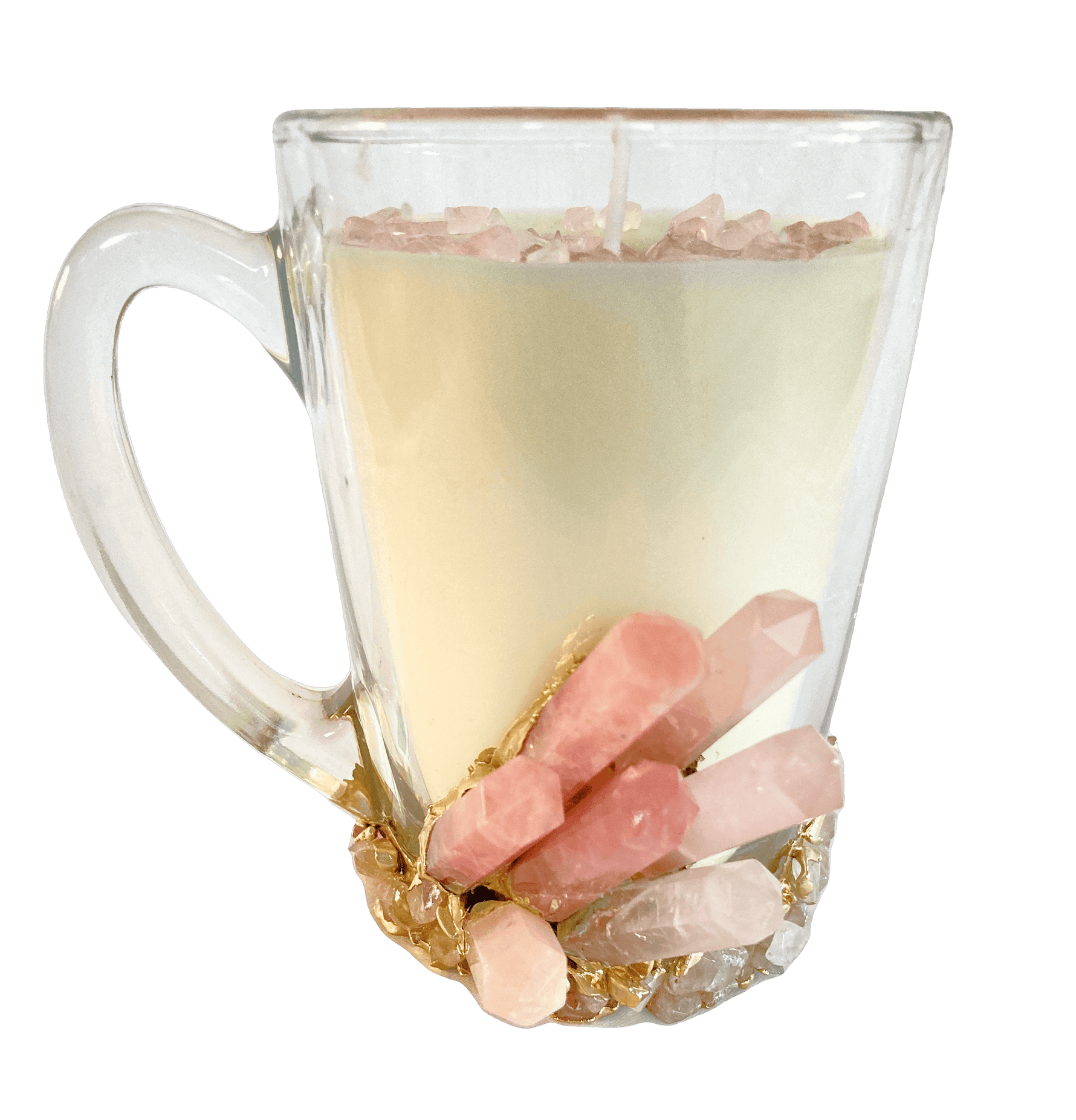 Rose Quartz Crystal Scented Soy Candles in Glass Mug - Set of 2