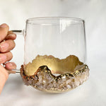 Rose Quartz Glass Coffee Mug with Handle - Set of 2