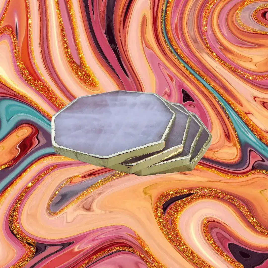 Rose Quartz Octagon Coasters - Set of 4