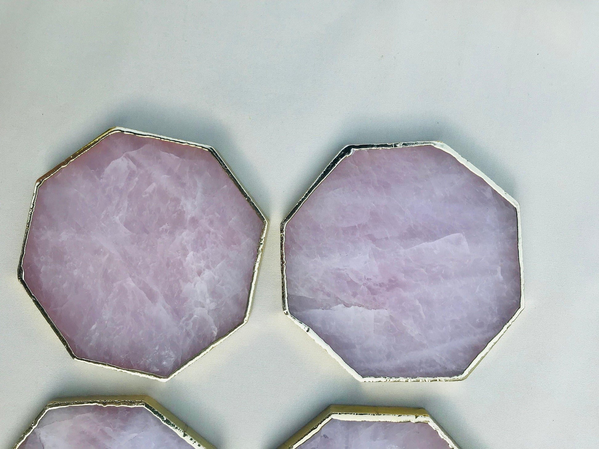 Rose Quartz Octagon Coasters - Set of 4 - MAIA HOMES