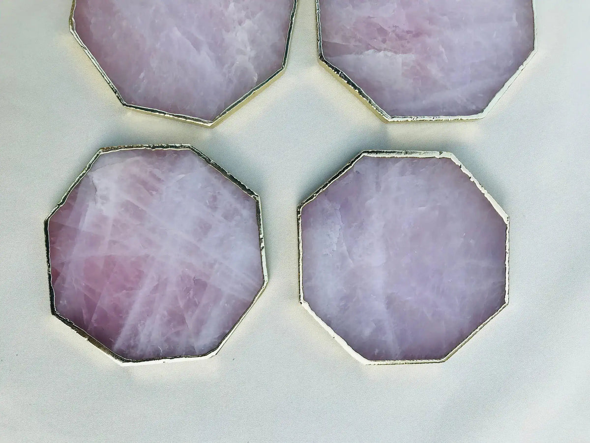 Rose Quartz Octagon Coasters - Set of 4