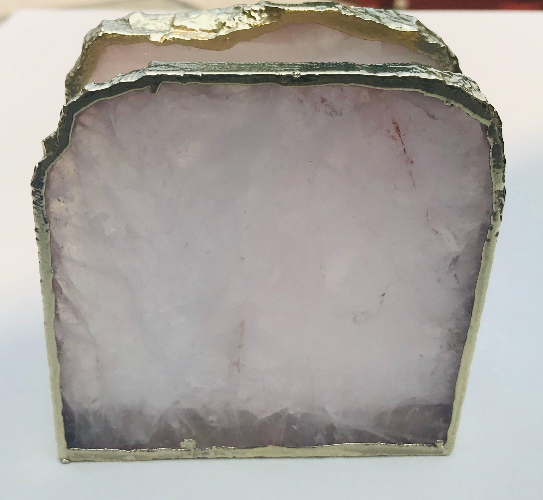 Rose Quartz Stone Napkin Holder