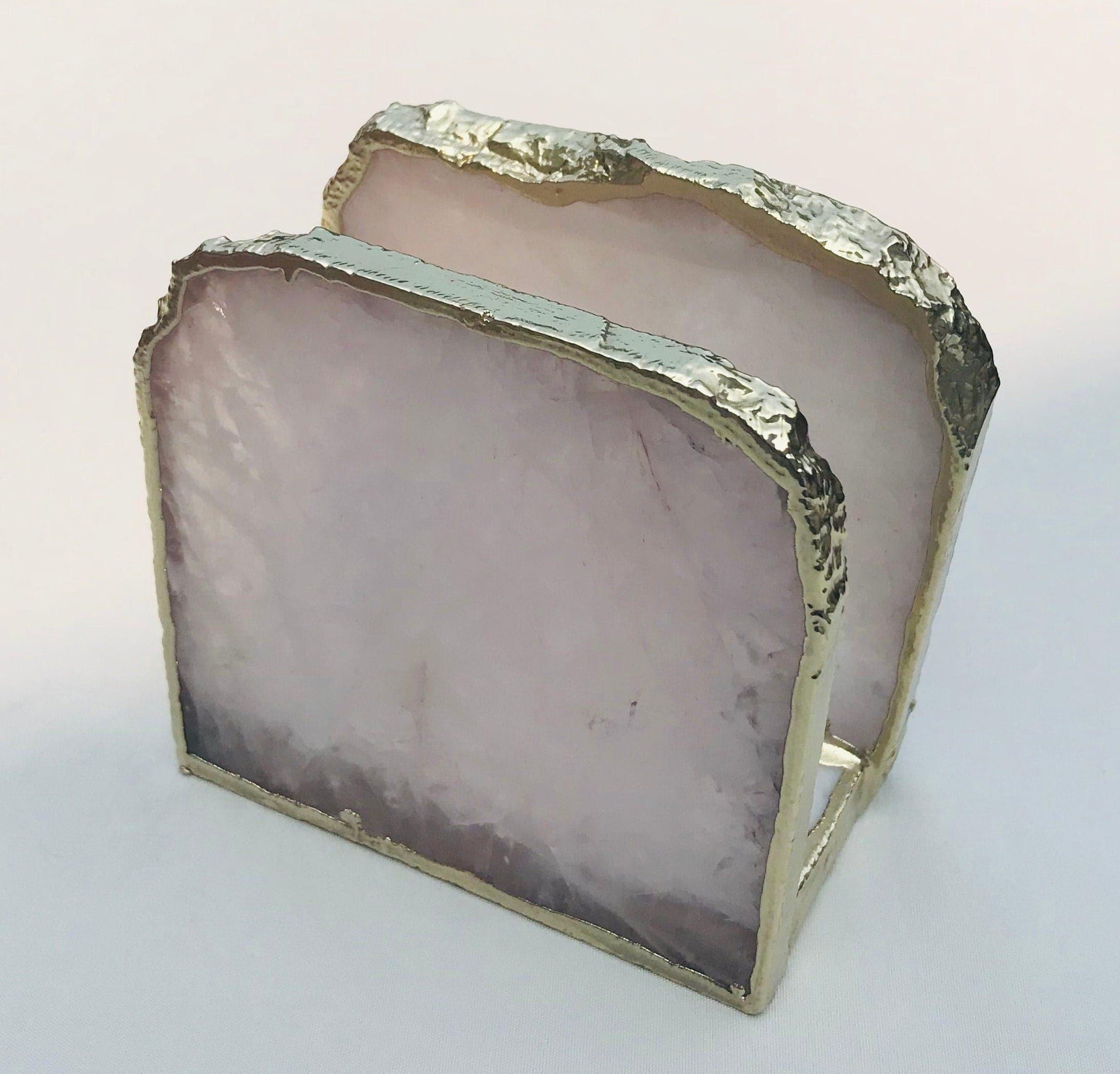 Rose Quartz Stone Napkin Holder