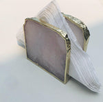 Rose Quartz Stone Napkin Holder