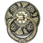 Round Carved Flower Brass Door Knocker