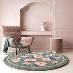 Round Pink Paper Flowers Accent Rug