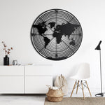 Round World Map Continents Metal Wall Art