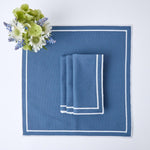 Royal Blue Embroidered Dining Placemats and Napkins Set