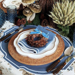 Royal Blue Embroidered Dining Placemats and Napkins Set