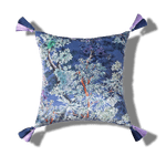 Royal Oriental Garden Jacquard Throw Pillow Cover Blue Night