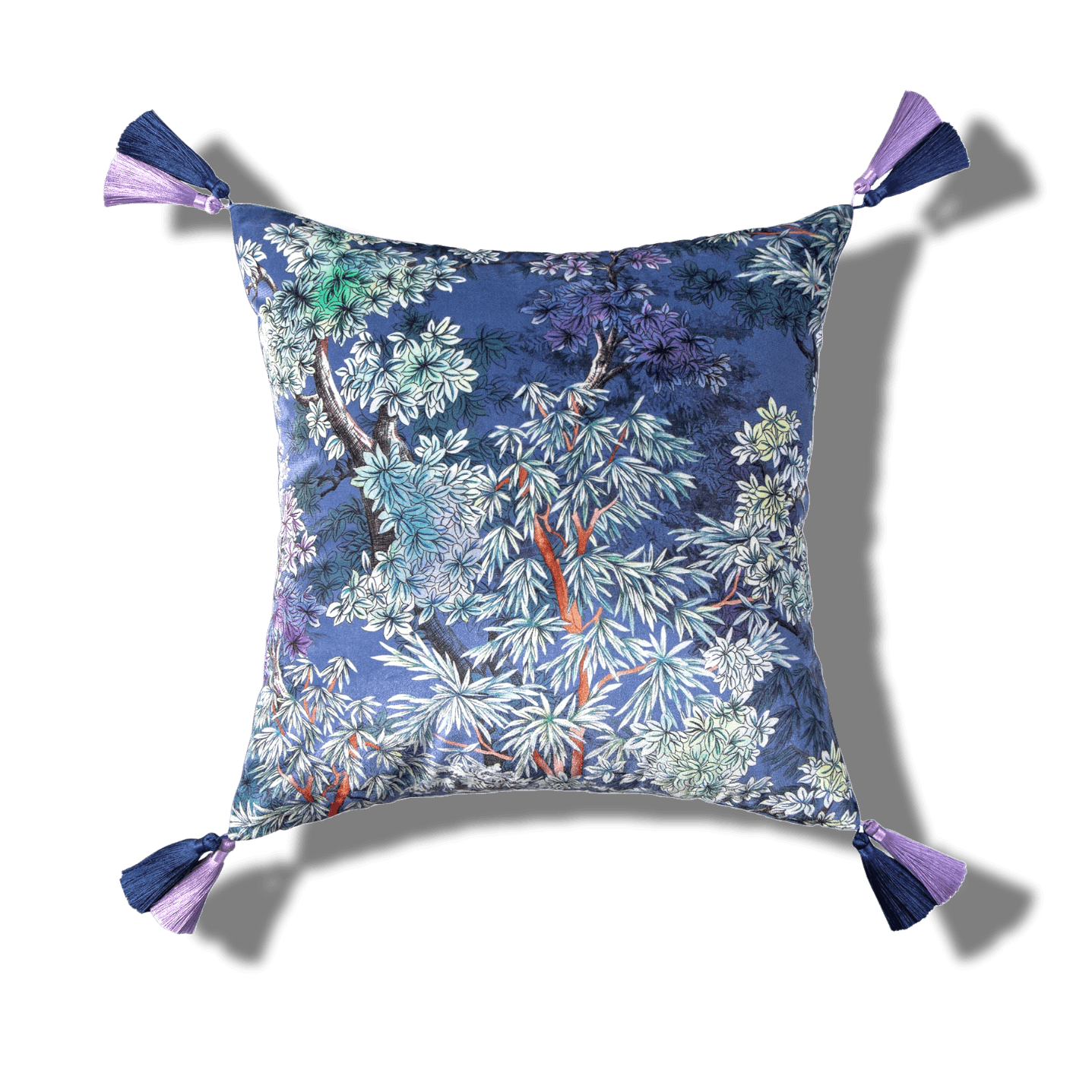 Royal Oriental Garden Jacquard Throw Pillow Cover Blue Night