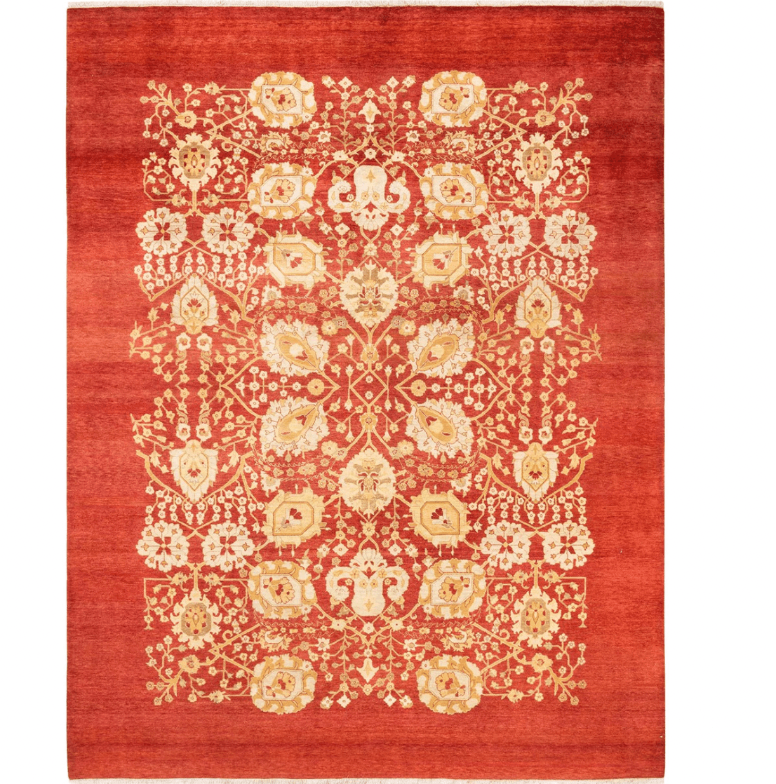 Ruby Flowers of Lives Hand Spun Wool Hand Knotted Area Rug