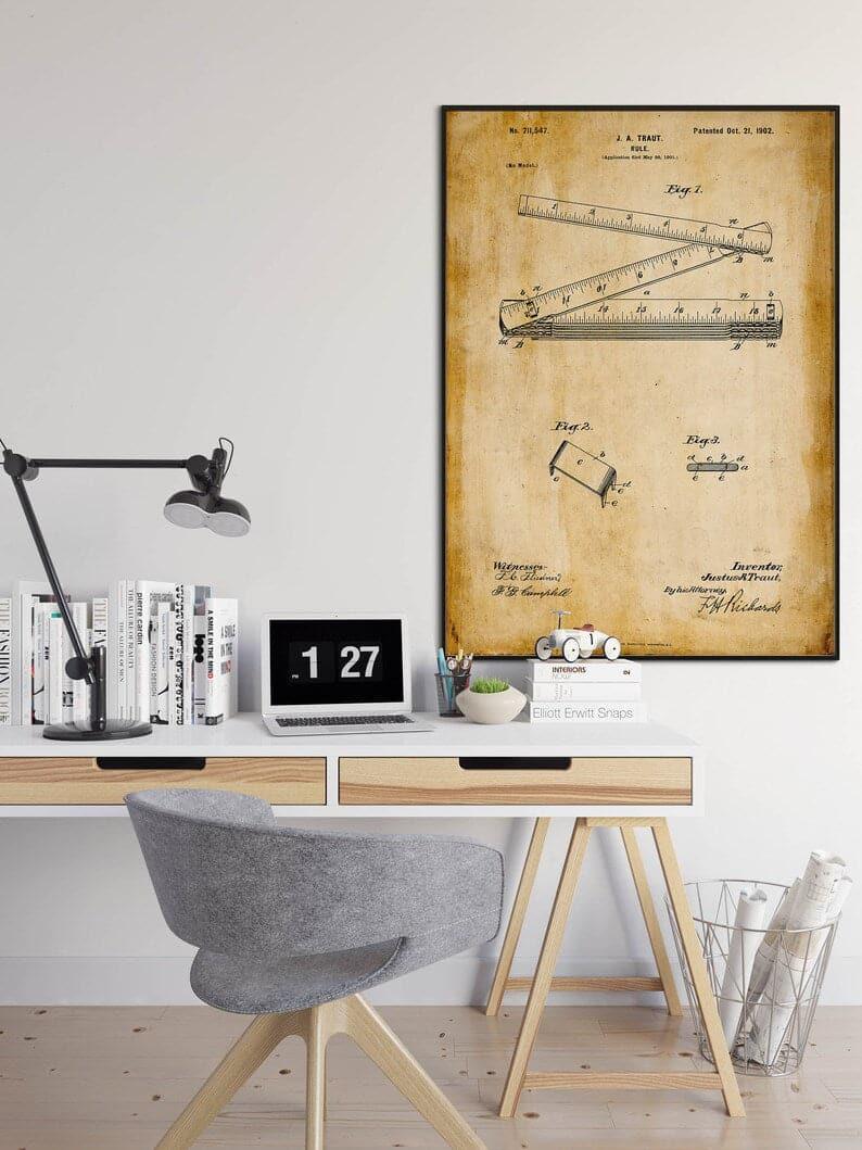 Ruler Patent Print| Framed Art Print