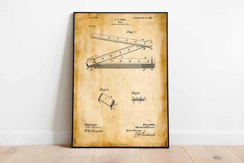 Ruler Patent Print| Framed Art Print