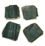 Sage Green Agate Aventurine Coasters Set of 4 Rose Gold