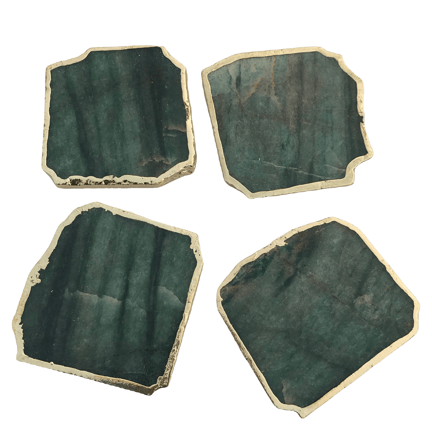 Sage Green Agate Aventurine Coasters Set of 4 Rose Gold