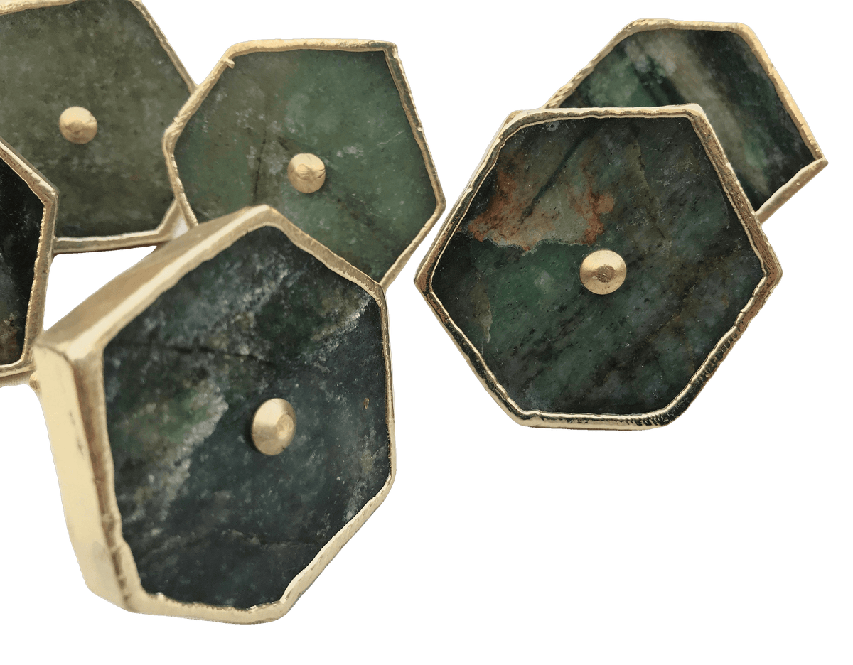 Sage Green Agate Cabinet Door Pull Handle - Set of 6