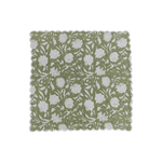 Sage green and White Scalloped Cotton Napkins