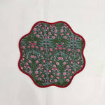 Sage Green Flower Scalloped Cotton Placemats