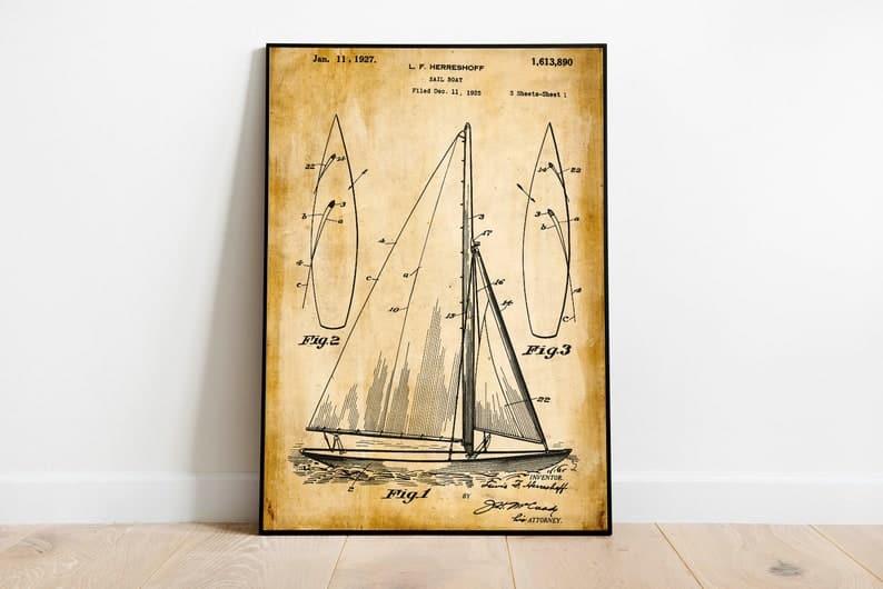 Sailing Patent Print| Framed Art Print