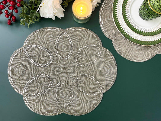 Scallop Diamond and Bead Placemat - MAIA HOMES