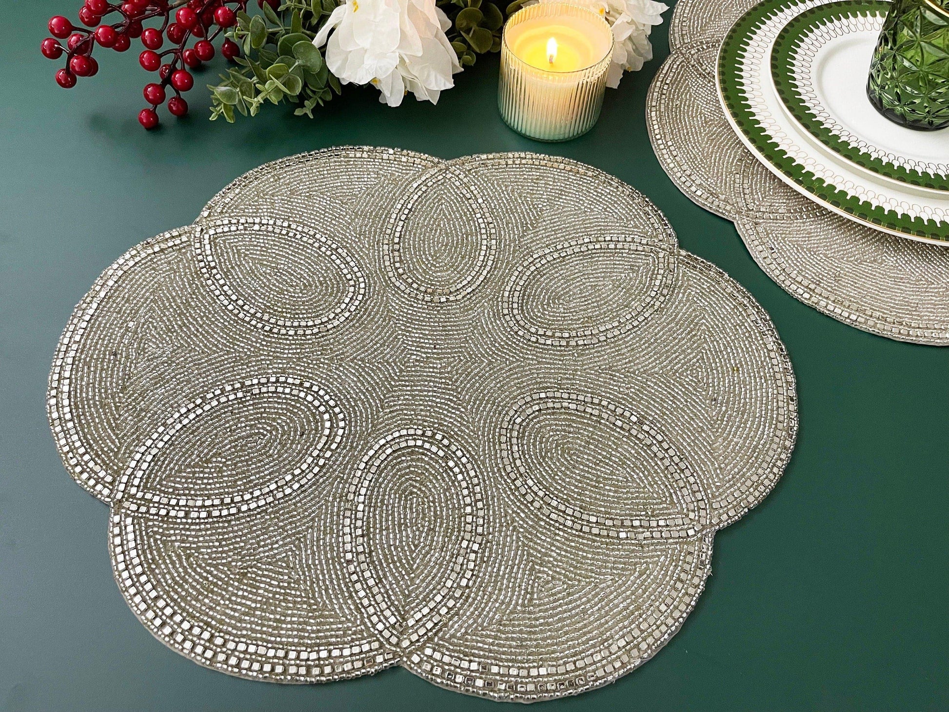 Scallop Diamond and Bead Placemat